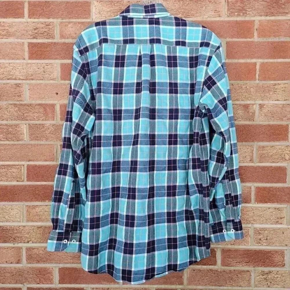 Bartholomew Flannel Collection Button Up Shirt Men's Size Medium Blue Plaid - Picture 2 of 7